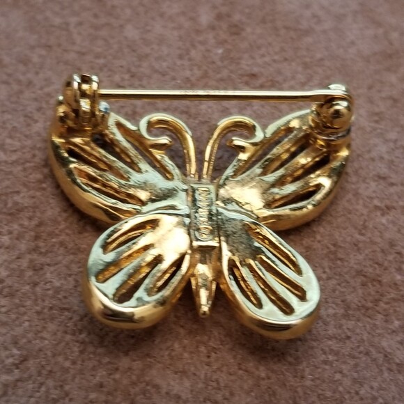 Vintage Napier Butterfly Brooch – Gold Tone Rope Detail – Signed - Picture 6 of 7